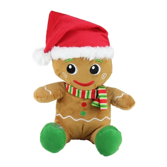 Northlight 11" Brown & Red Plush Sitting Gingerbread Christmas Figurine Set 8 Northlight 11" Brown & Red Plush Sitting Gingerbread Christmas Figurine Set - Image 6