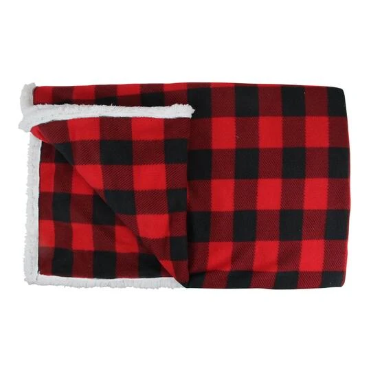 Northlight Black & Red Buffalo Plaid Christmas Throw Cover With Sherpa Backing 3 Northlight Black & Red Buffalo Plaid Christmas Throw Cover With Sherpa Backing