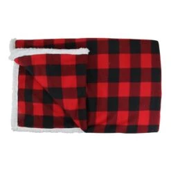 Northlight Black & Red Buffalo Plaid Christmas Throw Cover With Sherpa Backing 11 Northlight Black & Red Buffalo Plaid Christmas Throw Cover With Sherpa Backing -Michaels X-Mas Decor D253945S 11