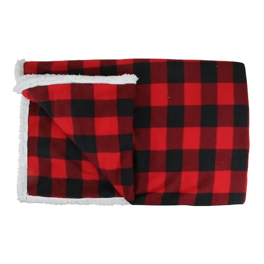 Northlight Black & Red Buffalo Plaid Christmas Throw Cover With Sherpa Backing 6 Northlight Black & Red Buffalo Plaid Christmas Throw Cover With Sherpa Backing - Image 4