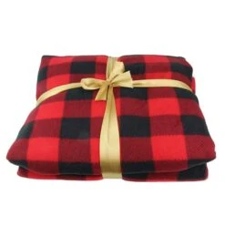 Northlight Black & Red Buffalo Plaid Christmas Throw Cover With Sherpa Backing 13 Northlight Black & Red Buffalo Plaid Christmas Throw Cover With Sherpa Backing -Michaels X-Mas Decor D253945S 13