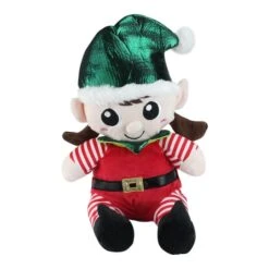 Northlight 13" Red Plush Sitting Boy & Girl Christmas Elf Figure Set -Michaels X-Mas Decor D253950S 13