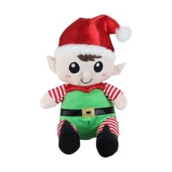 Northlight 13" Red Plush Sitting Boy & Girl Christmas Elf Figure Set -Michaels X-Mas Decor D253950S 2