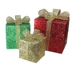 Northlight Red Pre-Lit Glittering Christmas Gift Box Set -Michaels X-Mas Decor D253967S 11