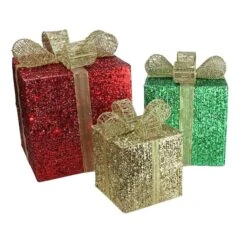 Northlight Red Pre-Lit Glittering Christmas Gift Box Set -Michaels X-Mas Decor D253967S 12