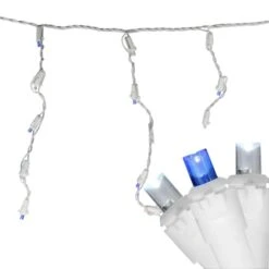 Northlight 100ct. LED Wide Angle Icicle Christmas Lights With White Wire Blue/Pure White -Michaels X-Mas Decor D254028S 2