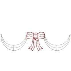 Northlight Lighted Red & White Bow Swag Christmas Decoration