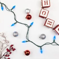 Northlight 70ct. LED Faceted C6 Christmas String Lights Blue 17 Northlight 70ct. LED Faceted C6 Christmas String Lights Blue -Michaels X-Mas Decor D254077S 13