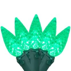 Northlight 70ct. LED Faceted C6 Christmas String Lights Green -Michaels X-Mas Decor D254079S 1 1