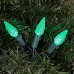 Northlight 70ct. LED Faceted C6 Christmas String Lights Green -Michaels X-Mas Decor D254079S 2