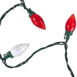 Northlight 25ct. C9 Christmas String Lights With Green Wire Red/Pure White -Michaels X-Mas Decor D254102S 16