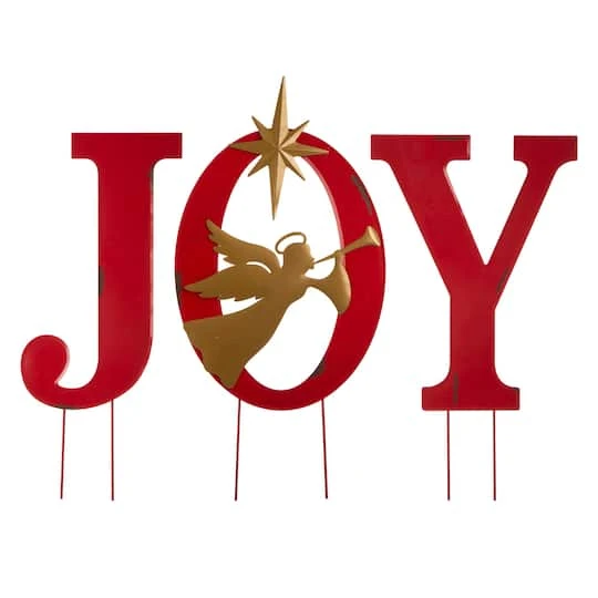 Glitzhome® 36" JOY Angel Yard Stake, Wall Or Standing Décor 4 Glitzhome® 36" JOY Angel Yard Stake, Wall Or Standing Décor - Image 2