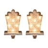 Glitzhome® 7.5" Pre-Lit Marquee Wooden Metal LED Gift Box Stocking Holder, 2ct. -Michaels X-Mas Decor D254143S 1