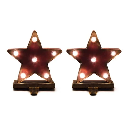 Glitzhome® 7.5" Marquee LED Star Stocking Holder, 2ct. 3 Glitzhome® 7.5" Marquee LED Star Stocking Holder, 2ct.