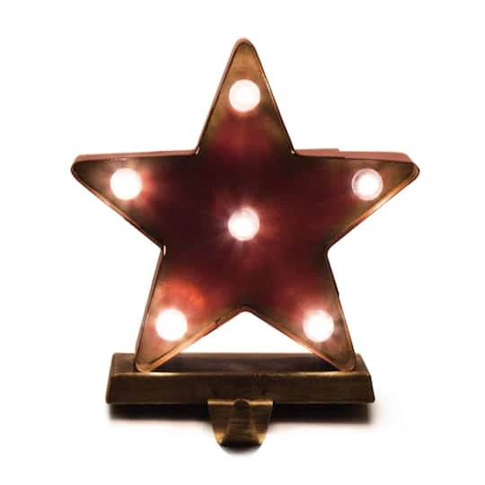 Glitzhome® 7.5" Marquee LED Star Stocking Holder, 2ct. 6 Glitzhome® 7.5" Marquee LED Star Stocking Holder, 2ct. - Image 4