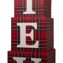 Glitzhome® 3.5ft. Wooden Plaid Believe Porch Décor -Michaels X-Mas Decor D254160S 4