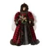 Glitzhome® 16" Red Plaid Faux Fur Angel Tree Topper -Michaels X-Mas Decor D254165S 1