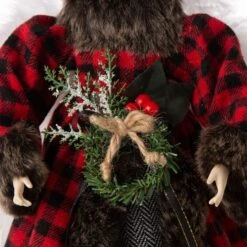 Glitzhome® 16" Red Plaid Faux Fur Angel Tree Topper -Michaels X-Mas Decor D254165S 4