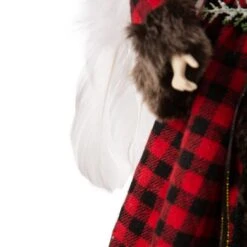 Glitzhome® 16" Red Plaid Faux Fur Angel Tree Topper -Michaels X-Mas Decor D254165S 5