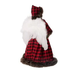 Glitzhome® 16" Red Plaid Faux Fur Angel Tree Topper -Michaels X-Mas Decor D254165S 8