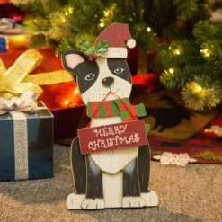 Glitzhome® 16" Wooden Dog Christmas Décor Accent -Michaels X-Mas Decor D254183S 2