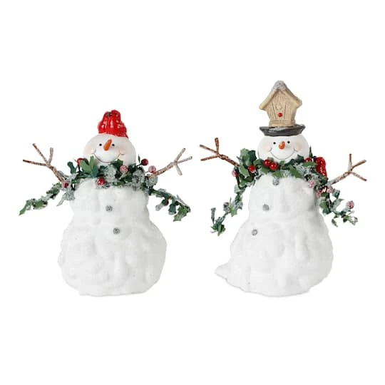 Melrose White Terra Cotta Snowman Set, 5.5" & 6.5" 4 Melrose White Terra Cotta Snowman Set, 5.5" & 6.5" - Image 2