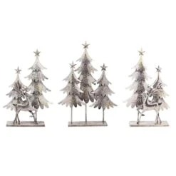 Melrose Metal Christmas Trees & Deer Accent, 3ct. -Michaels X-Mas Decor D254674S 1 1