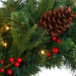 24" Clear LED Mixed Pine & Berries Christmas Wreath -Michaels X-Mas Decor D255799S 3