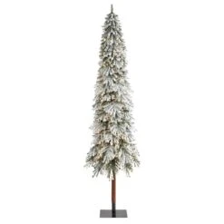 9ft. Pre-Lit Flocked Grand Alpine Artificial Christmas Tree, Clear LED Lights
