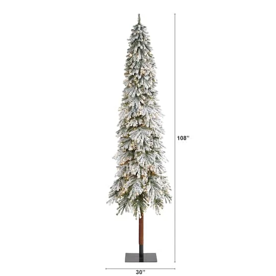 9ft. Pre-Lit Flocked Grand Alpine Artificial Christmas Tree, Clear LED Lights 5 9ft. Pre-Lit Flocked Grand Alpine Artificial Christmas Tree, Clear LED Lights - Image 3