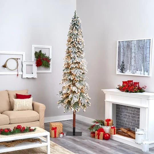 9ft. Pre-Lit Flocked Grand Alpine Artificial Christmas Tree, Clear LED Lights 9 9ft. Pre-Lit Flocked Grand Alpine Artificial Christmas Tree, Clear LED Lights - Image 7