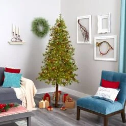 7ft. Pre-Lit Wyoming Alpine Artificial Christmas Tree, Clear LED Lights 16 7ft. Pre-Lit Wyoming Alpine Artificial Christmas Tree, Clear LED Lights -Michaels X-Mas Decor D255845S 7