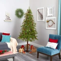 7ft. Pre-Lit Wyoming Alpine Artificial Christmas Tree, Clear LED Lights 15 7ft. Pre-Lit Wyoming Alpine Artificial Christmas Tree, Clear LED Lights -Michaels X-Mas Decor D255845S 8