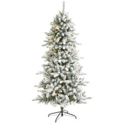 6.5ft. Pre-Lit Flocked Livingston Fir Pinecones Artificial Christmas Tree With Clear Warm LED Lights 11 6.5ft. Pre-Lit Flocked Livingston Fir Pinecones Artificial Christmas Tree With Clear Warm LED Lights -Michaels X-Mas Decor D255933S 1 1