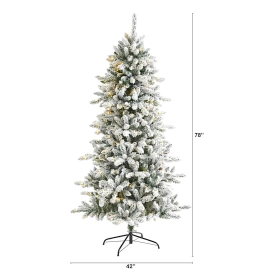 6.5ft. Pre-Lit Flocked Livingston Fir Pinecones Artificial Christmas Tree With Clear Warm LED Lights 5 6.5ft. Pre-Lit Flocked Livingston Fir Pinecones Artificial Christmas Tree With Clear Warm LED Lights - Image 3