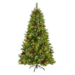 6ft. Pre-Lit Montana Mixed Pine, Pinecones & Berries Artificial Christmas Tree With Clear LED Lights -Michaels X-Mas Decor D255947S 1 1