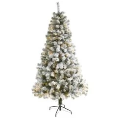 6ft. Pre-Lit Flocked West Virginia Fir Artificial Christmas Tree, Clear LED Lights -Michaels X-Mas Decor D256018S 1 1