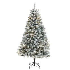 6ft. Pre-lit Flocked Rock Springs Spruce Artificial Christmas Tree With Clear LED Lights -Michaels X-Mas Decor D256032S 1 1