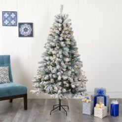 6ft. Pre-lit Flocked Rock Springs Spruce Artificial Christmas Tree With Clear LED Lights -Michaels X-Mas Decor D256032S 5