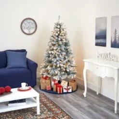 6ft. Pre-lit Flocked Rock Springs Spruce Artificial Christmas Tree With Clear LED Lights -Michaels X-Mas Decor D256032S 6