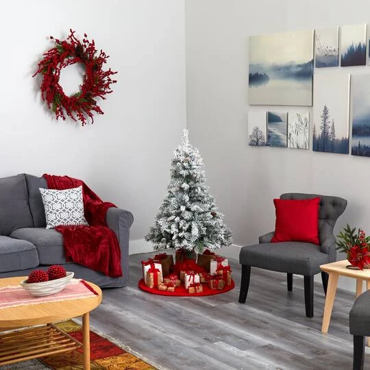 4ft. Unlit Flocked White River Mountain Pine & Pinecones Artificial Christmas Tree 9 4ft. Unlit Flocked White River Mountain Pine & Pinecones Artificial Christmas Tree - Image 7