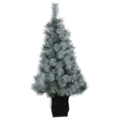 4ft. Pre-Lit Snowy Mountain Pine Artificial Christmas Tree, Blue LED Lights -Michaels X-Mas Decor D256053S 3