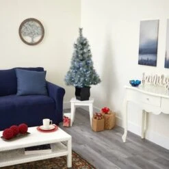 4ft. Pre-Lit Snowy Mountain Pine Artificial Christmas Tree, Blue LED Lights -Michaels X-Mas Decor D256053S 8