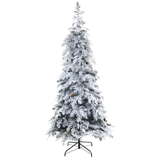 7ft. Pre-Lit Flocked Montana Down Swept Spruce & Pinecones Artificial Christmas Tree With Clear LED Lights 3 7ft. Pre-Lit Flocked Montana Down Swept Spruce & Pinecones Artificial Christmas Tree With Clear LED Lights