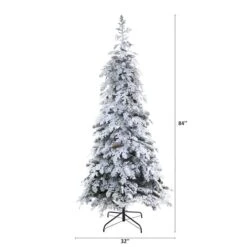 7ft. Pre-Lit Flocked Montana Down Swept Spruce & Pinecones Artificial Christmas Tree With Clear LED Lights 13 7ft. Pre-Lit Flocked Montana Down Swept Spruce & Pinecones Artificial Christmas Tree With Clear LED Lights -Michaels X-Mas Decor D256063S 2