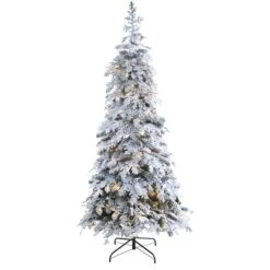 7ft. Pre-Lit Flocked Montana Down Swept Spruce & Pinecones Artificial Christmas Tree With Clear LED Lights 14 7ft. Pre-Lit Flocked Montana Down Swept Spruce & Pinecones Artificial Christmas Tree With Clear LED Lights -Michaels X-Mas Decor D256063S 3