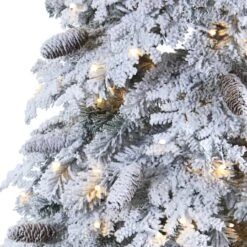 7ft. Pre-Lit Flocked Montana Down Swept Spruce & Pinecones Artificial Christmas Tree With Clear LED Lights 15 7ft. Pre-Lit Flocked Montana Down Swept Spruce & Pinecones Artificial Christmas Tree With Clear LED Lights -Michaels X-Mas Decor D256063S 4