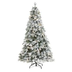 5ft. Pre-Lit Flocked Vermont Mixed Pine Artificial Christmas Tree, Clear LED Lights