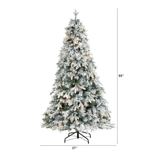 5ft. Pre-Lit Flocked Vermont Mixed Pine Artificial Christmas Tree, Clear LED Lights 7 5ft. Pre-Lit Flocked Vermont Mixed Pine Artificial Christmas Tree, Clear LED Lights - Image 5
