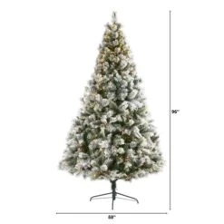8ft. Pre-Lit Flocked Oregon Pine Artificial Christmas Tree, Clear LED Lights -Michaels X-Mas Decor D256138S 2